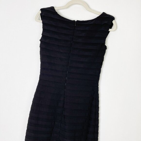 Adrianna Papell Black Pleated Cocktail Dress Size 4 - Picture 7 of 9